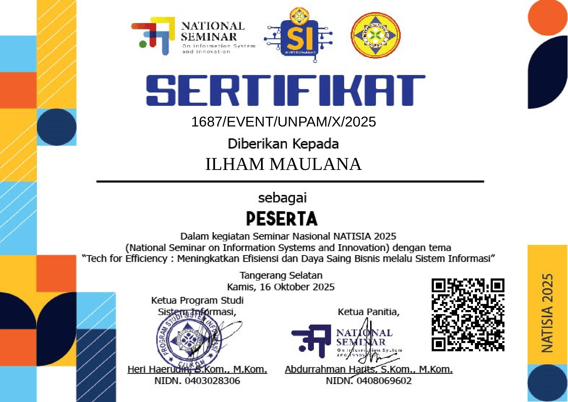 Sertifikat NATISA